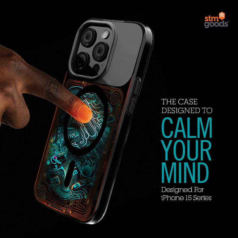 STM Reveal Warm MagSafe vāciņš ierīcei iPhone 15 Pro Max, “Black Realm” krāsā