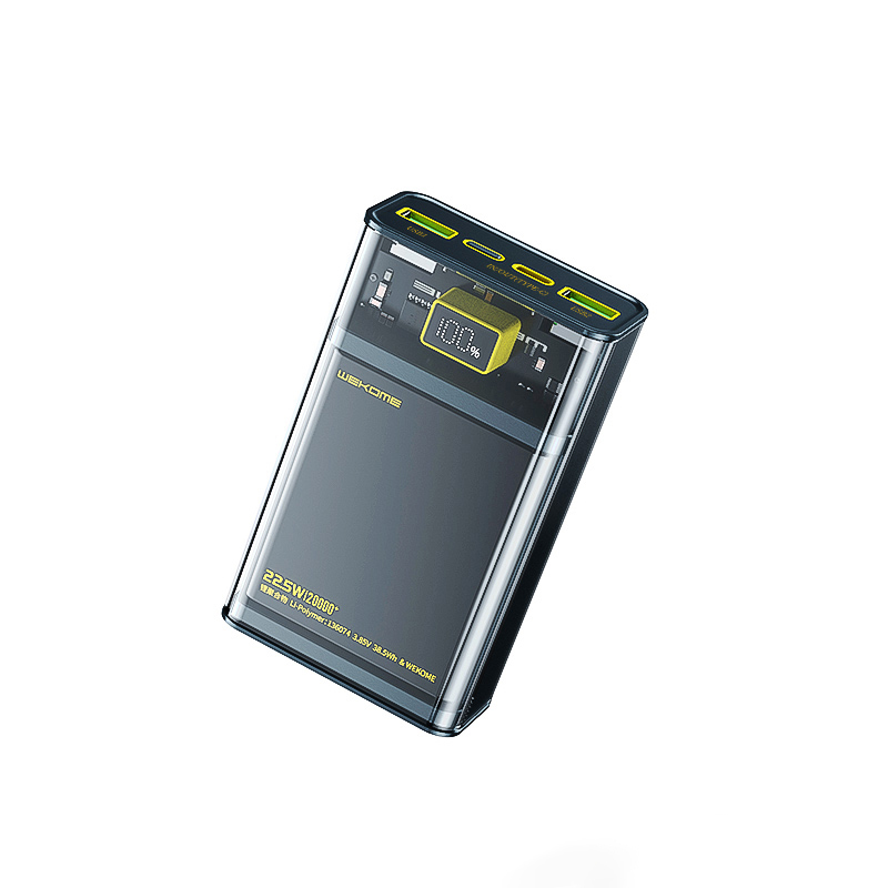 WEKOME WP-321 Vanguard Series ārējais akumulators, 20000 mAh, PD 20 W + QC 22,5 W, melns un caurspīdīgs