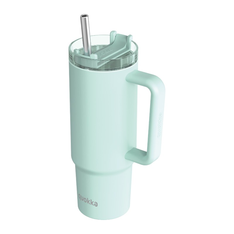 Quokka Stream nerūsējošā tērauda termokrūze ar salmiņu, 950 ml, Tirkīza
