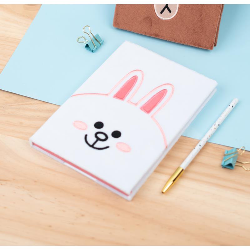 Line Friends A5 plīša piezīmju grāmata, balta
