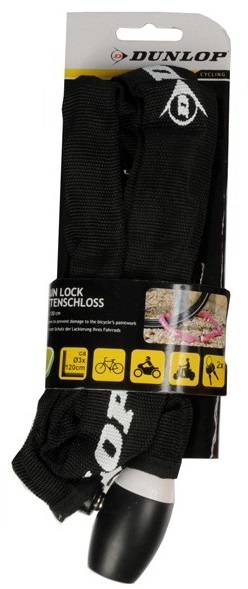Dunlop velosipēda ķēdes slēdzene, 120 cm, melna