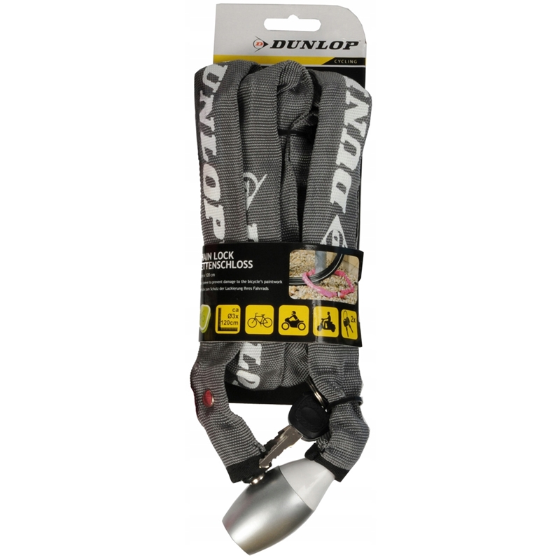 Dunlop velosipēda ķēdes slēdzene, 120 cm, pelēka