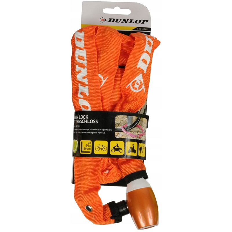 Dunlop velosipēda ķēdes slēdzene, 120 cm, oranža