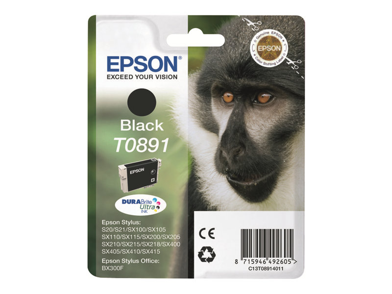 Epson T0891 DURABrite Ultra tintes kasetne, melna, 6 ml