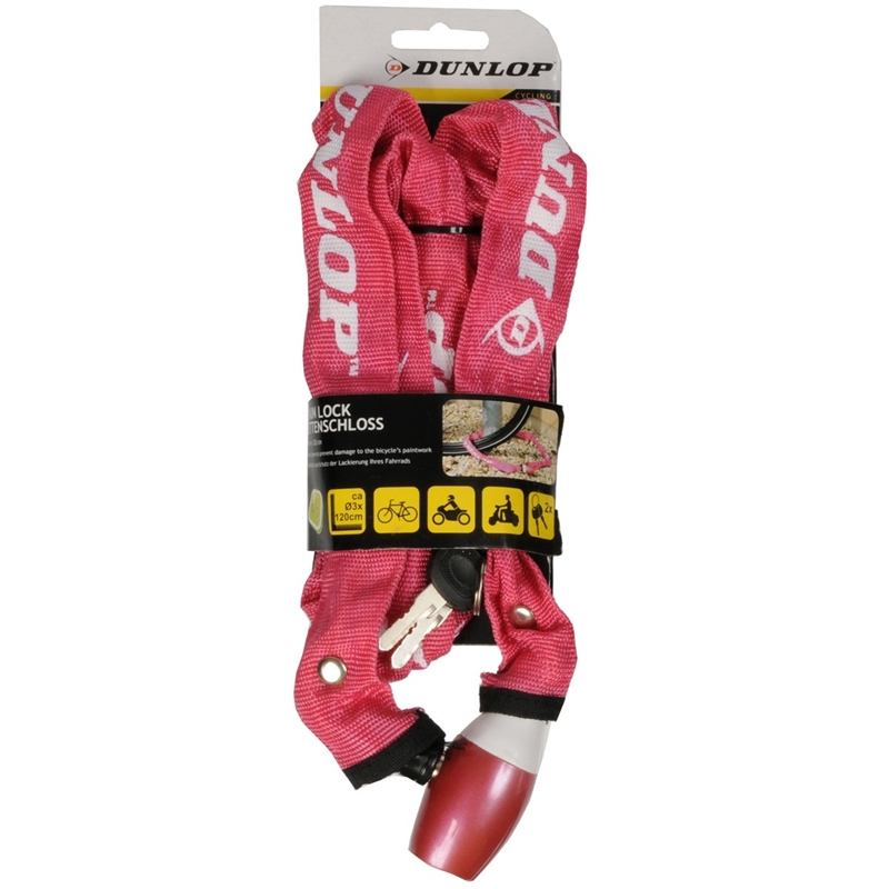 Dunlop velosipēda ķēdes slēdzene, 120 cm, sarkana
