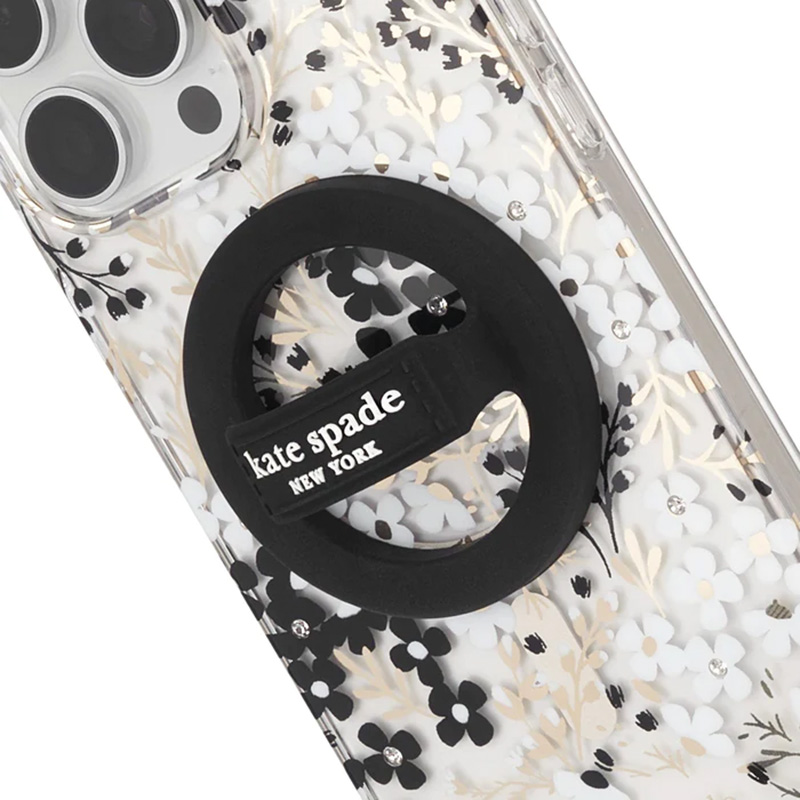 Kate Spade New York Magnetic Loop Grip MagSafe magnētiskais tālruņa turētājs pirkstam, melns