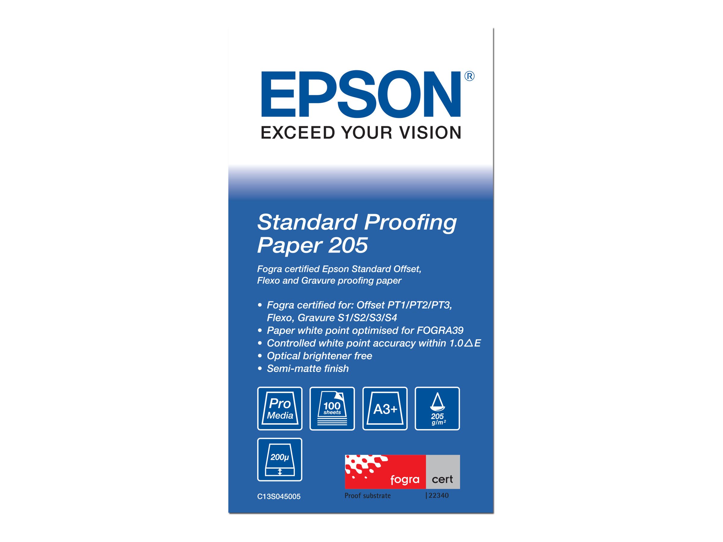 Epson C13S045005 Standard Proofing Paper, A3+, 100 loksnes, 205 g/m2