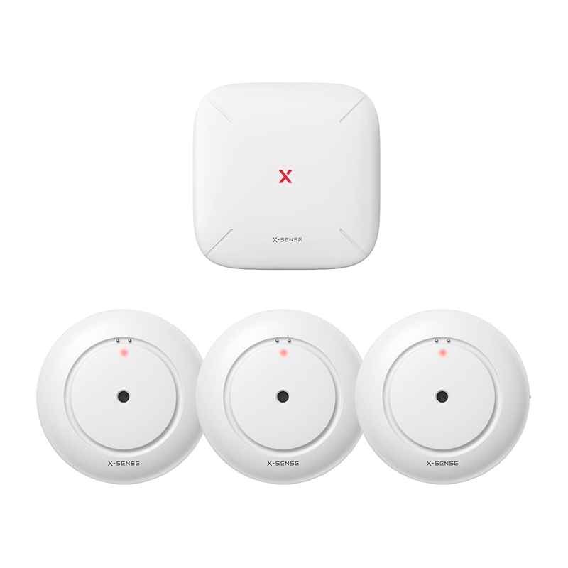 X-SENSE SWS54 viedais ūdens noplūdes komplekts: 3 SWS51 sensori un SBS50 bāzes stacija