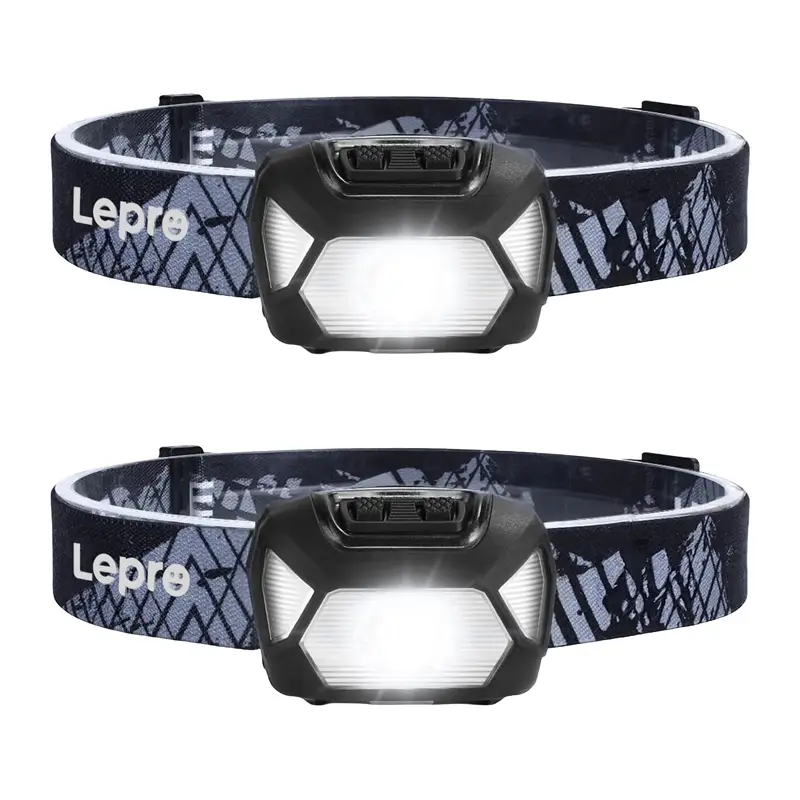 LEPRO 320015-2 ar baterijām darbināmu 200 lūmenu galvas lukturu komplekts (2 gab.)