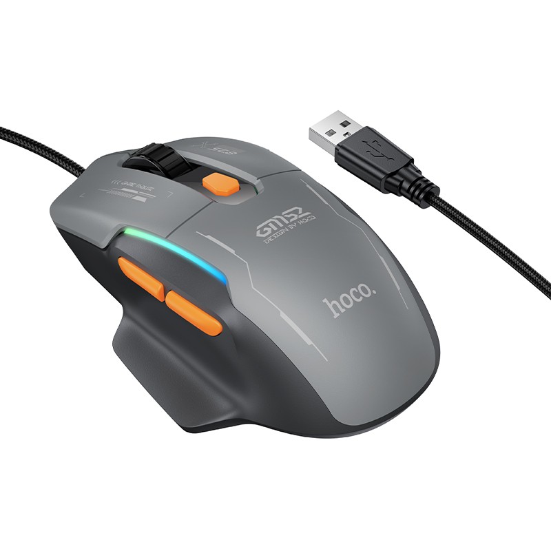 Hoco GM52 RGB vadu spēļu pele, melna un pelēka