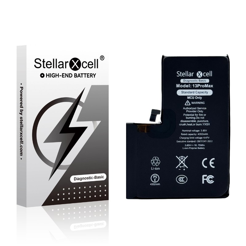 StellarXcell Diagnostic akumulators Apple iPhone 13 Pro Max, 4352 mAh (standarta ietilpība + augstas kvalitātes BMS kopija)