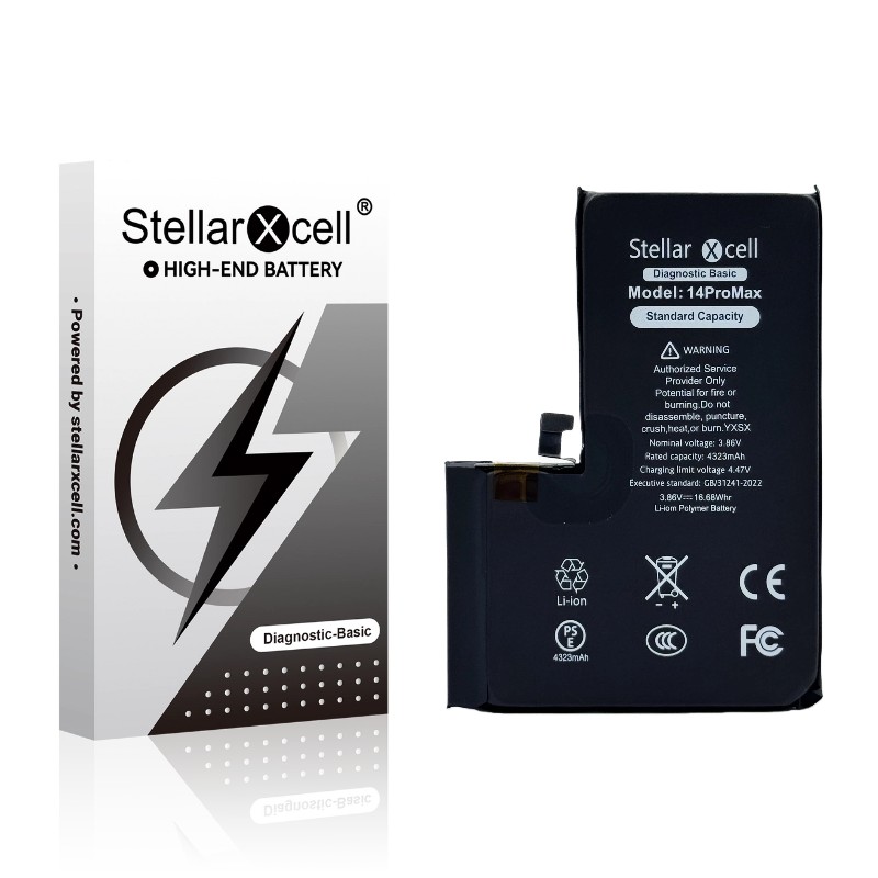 StellarXcell Diagnostic akumulators Apple iPhone 14 Pro Max, 4330 mAh (standarta ietilpība + augstas kvalitātes BMS kopija)