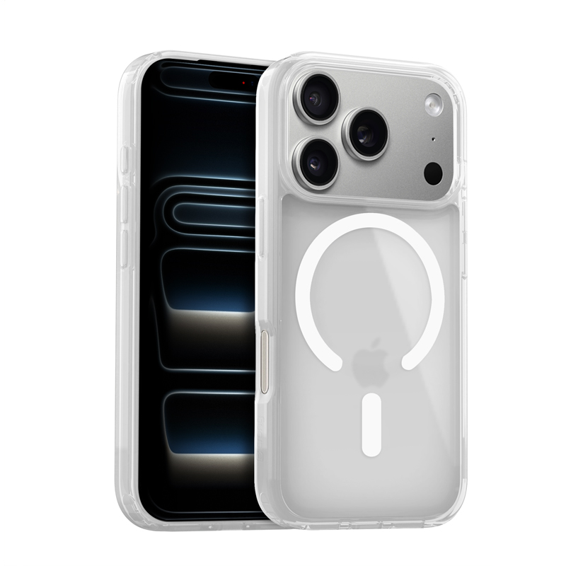 Crong Hybrid Matte Magnetic MagSafe vāciņš ierīcei iPhone 17 Pro, balts