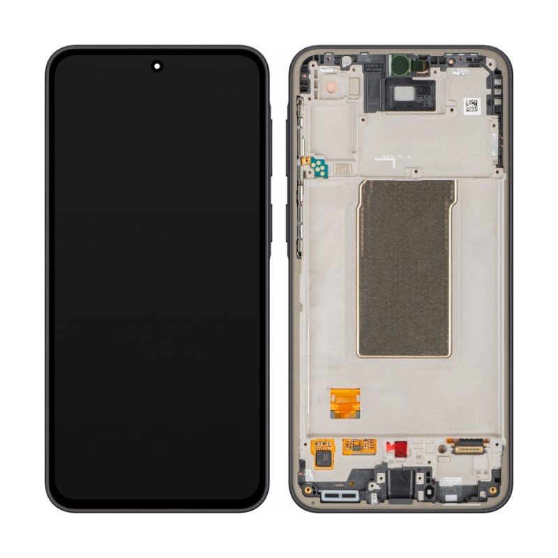 Oriģināls Samsung A37 5G (A376) ekrāna modulis ar skārienpaneli un rāmi, Charcoal (servisa iepakojums)