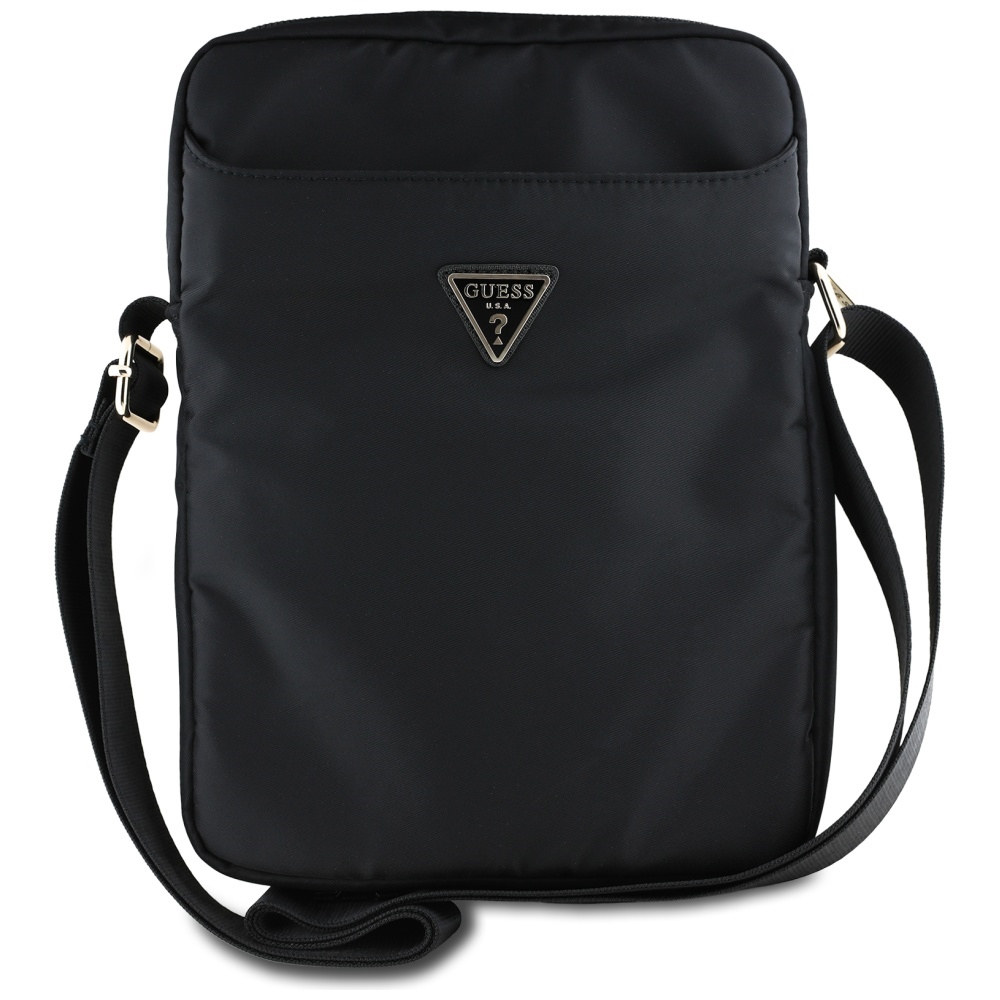 Guess GUTB10NTMLBK Nylon Triangle Logo 10 collu planšetdatora pleca soma – melna