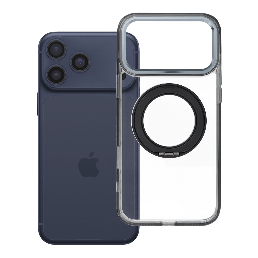 Case for iPhone 17 Pro Max / 18 Pro Max ( low camera edge) Frame Circle Stand compatible with MagSafe black