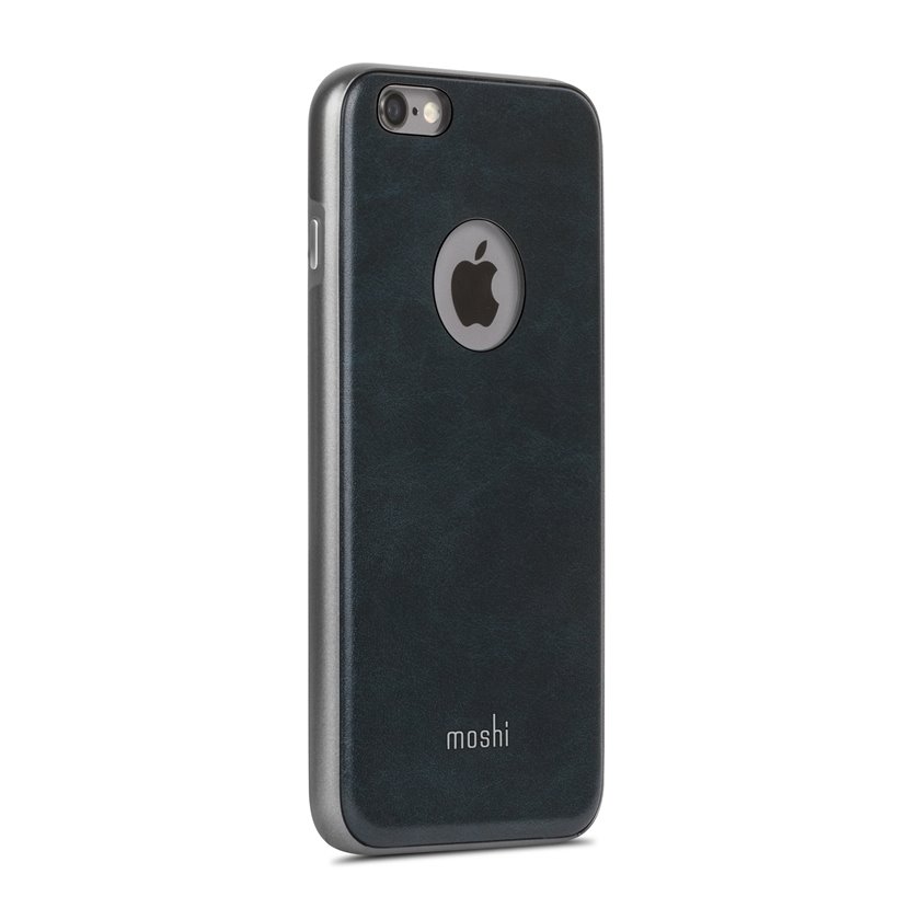 Moshi iGlaze Napa hibrīda vāciņš ar vegāniskās ādas aizmuguri iPhone 6s Plus / 6 Plus, “Midnight Blue” krāsā