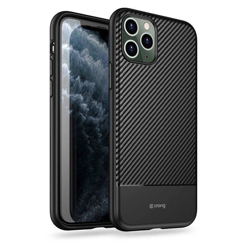 Crong Prestige Carbon vāciņš ierīcei iPhone 11 Pro Max, melns