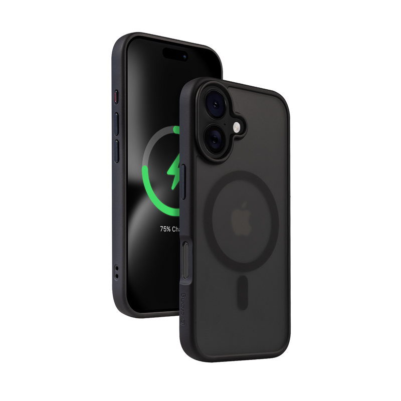 Crong Hybrid Frost MAG MagSafe vāciņš ierīcei iPhone 16, melns