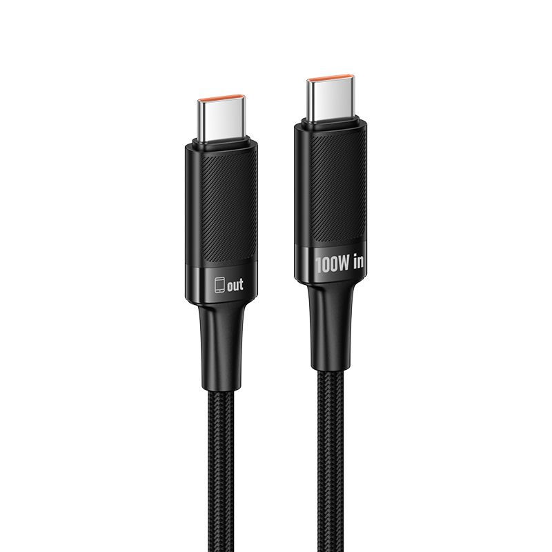 Hoco U153 Extreme USB-C–USB-C kabelis, PD, 5 A, 100 W, 1,2 m – melns