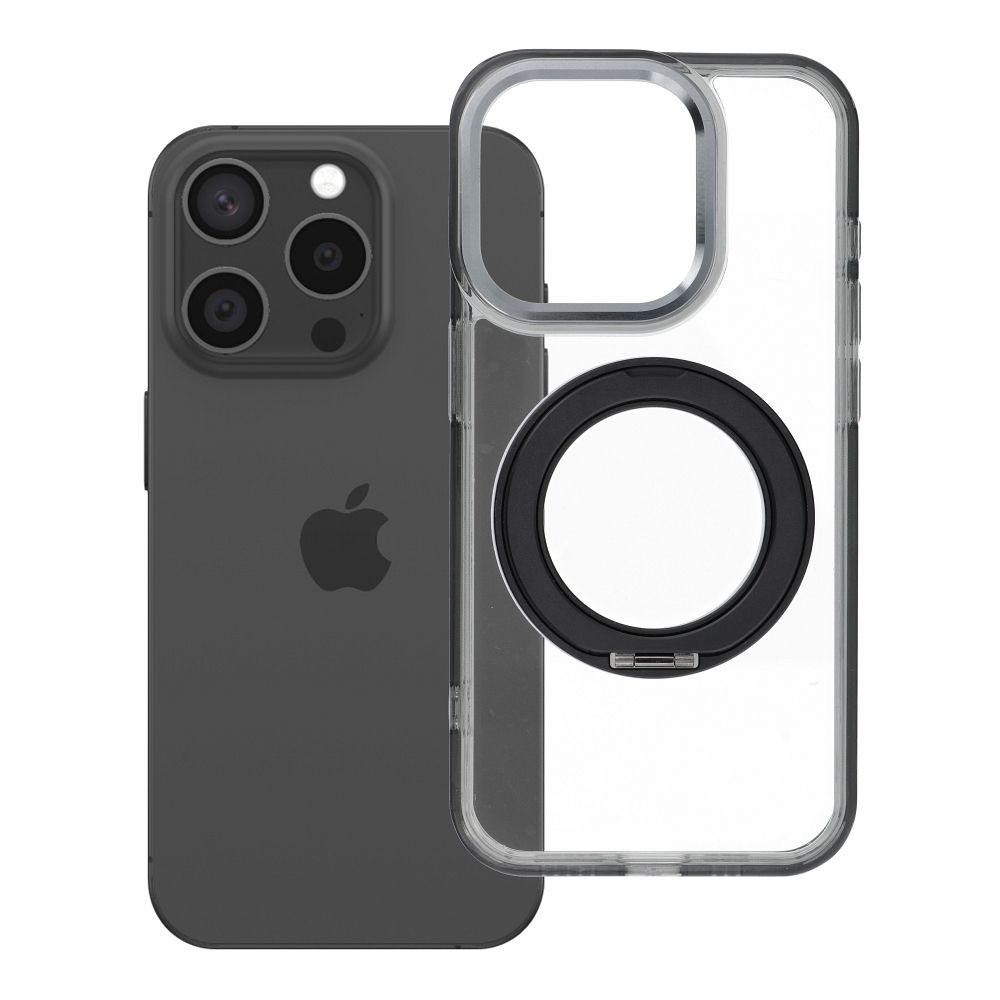 Case for iPhone 15 Pro Frame Circle Stand compatible with MagSafe black