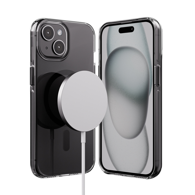 Crong Clear MAG Pro MagSafe vāciņš ierīcei iPhone 15, melns