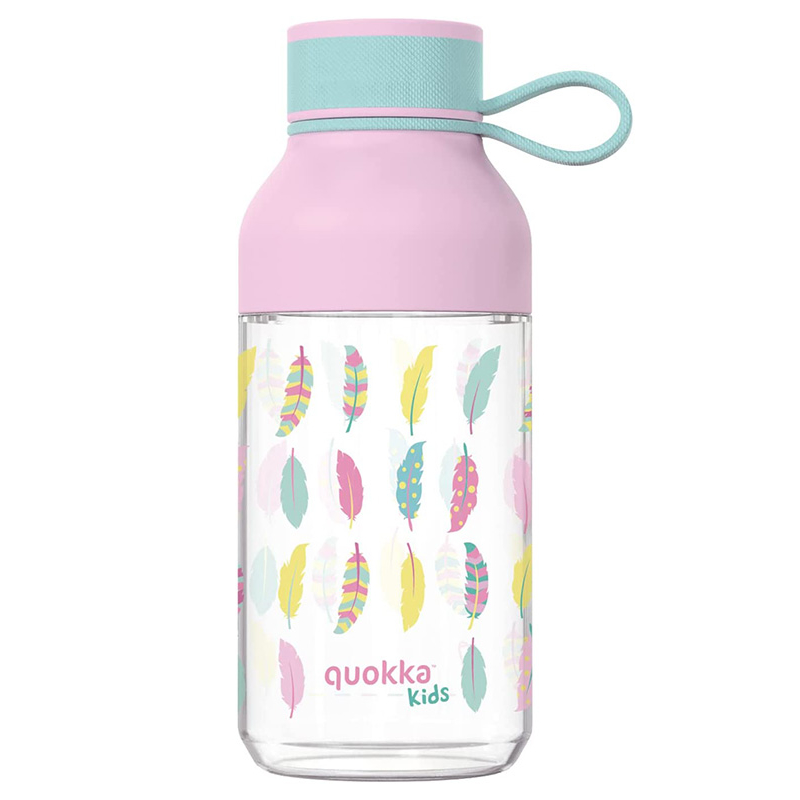Quokka Ice Kids with Strap Ecozen ūdens pudele, 430 ml, Feathers