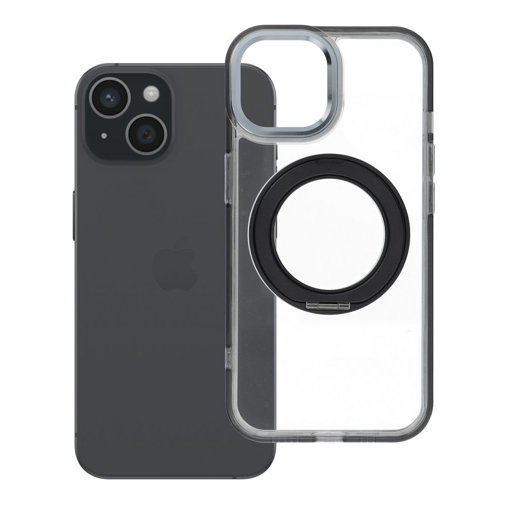Case for iPhone 15 Frame Circle Stand compatible with MagSafe black