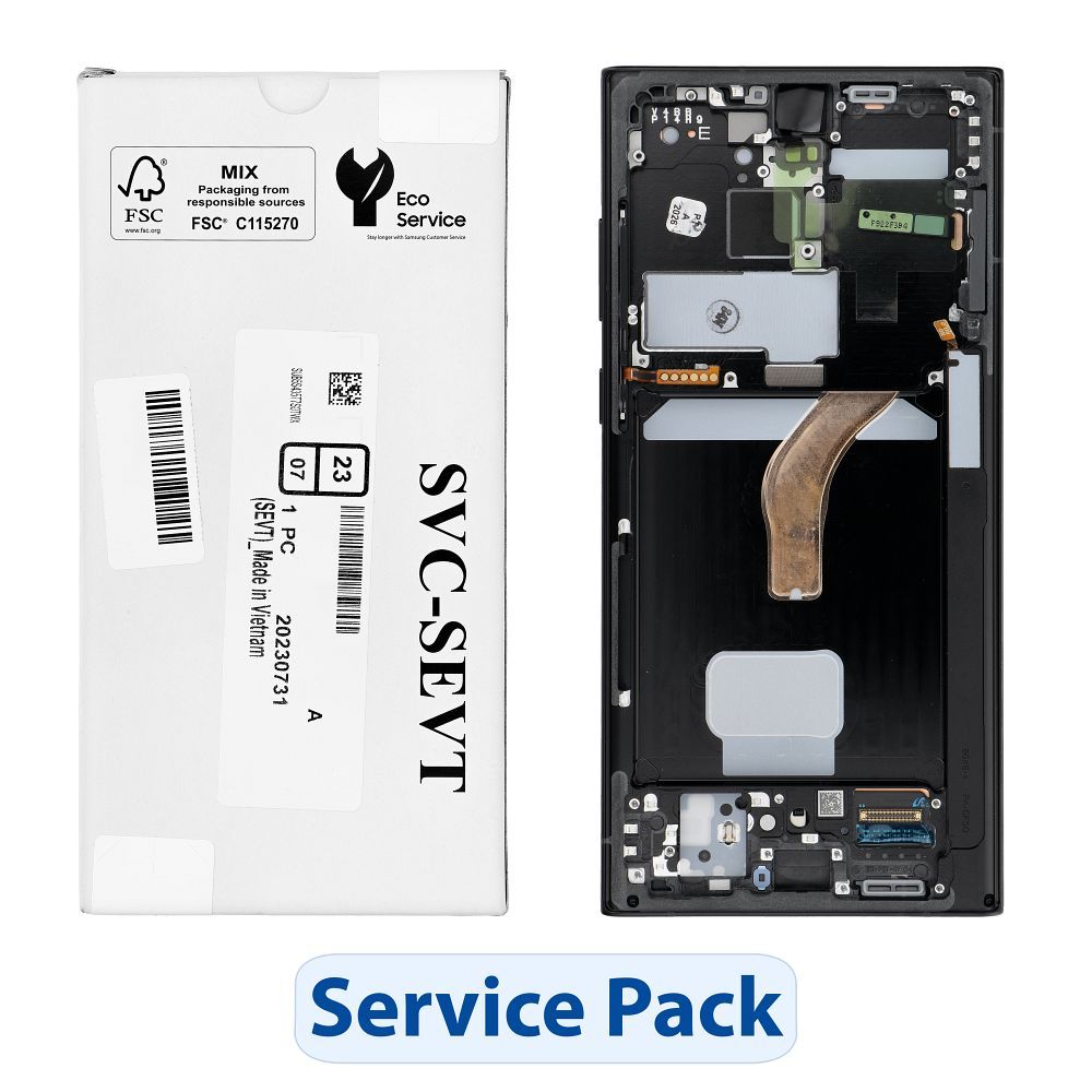 Samsung Service Pack displejs modelim Galaxy S22 Ultra S908, grafīta krāsā (GH82-27488E)