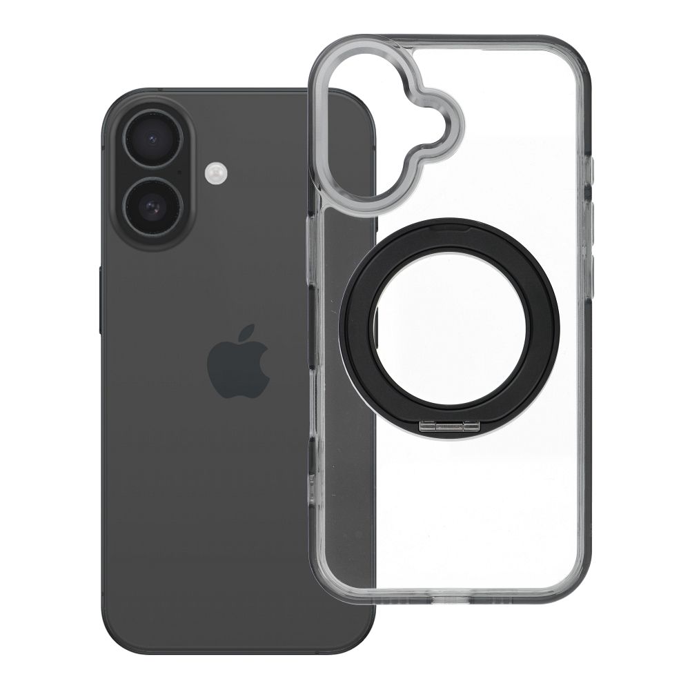Case for iPhone 16 Frame Circle Stand compatible with MagSafe black