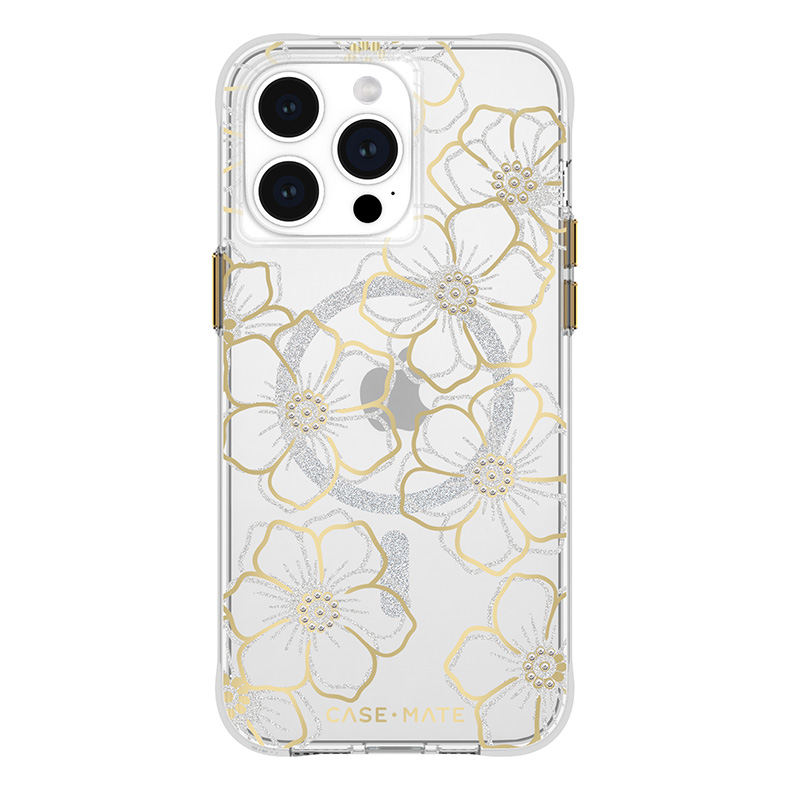 Case-Mate Floral Gems MagSafe vāciņš ierīcei iPhone 15 Pro Max, zelta krāsā