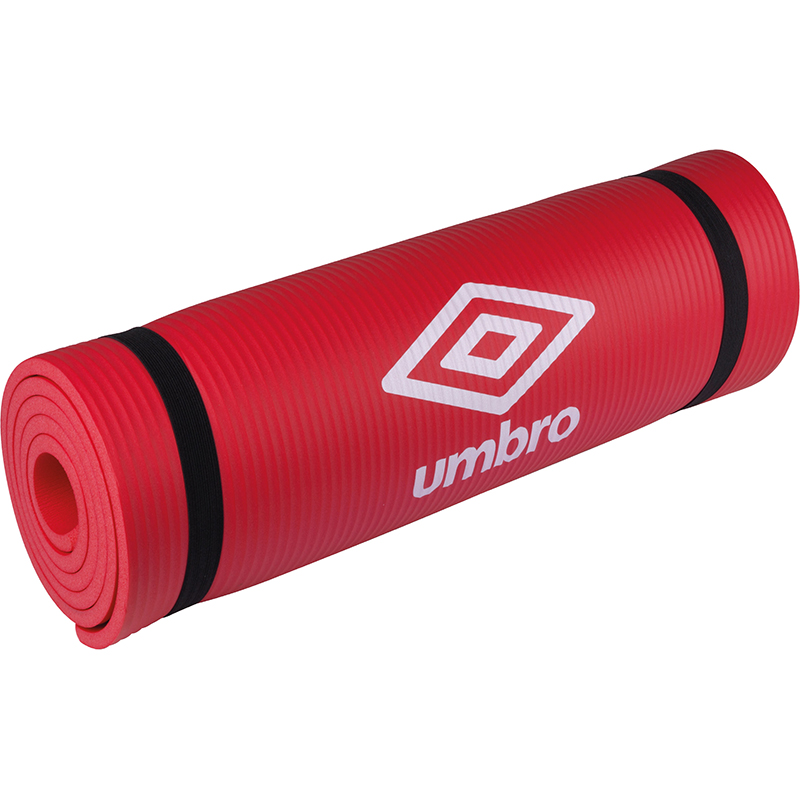 Umbro fitnesa un jogas paklājiņš ar pārnēsāšanas siksnu, 190 × 58 cm, sarkans