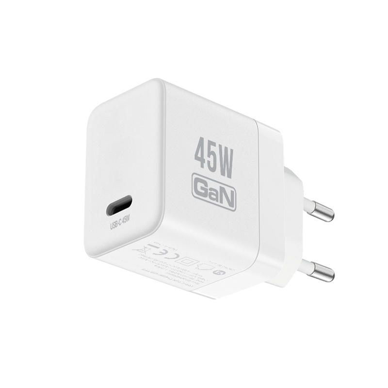 Crong Ultra Compact GaN USB-C sienas lādētājs, 45 W PD 3.0, PPS, balts