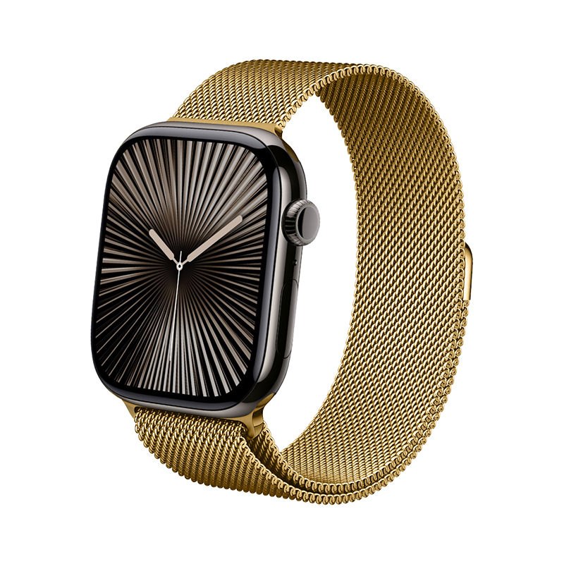 Crong Milano Steel nerūsējošā tērauda siksniņa Apple Watch 44 / 45 / 46 / 49 mm, zelta krāsā