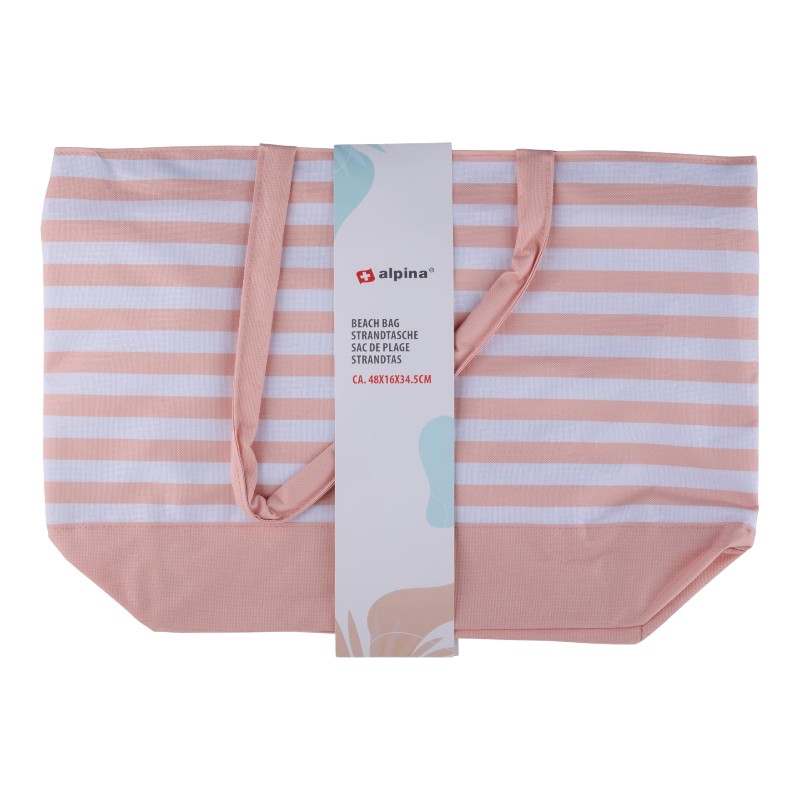 Alpina striped beach bag, 49.3 × 16 × 34 cm, apricot and white