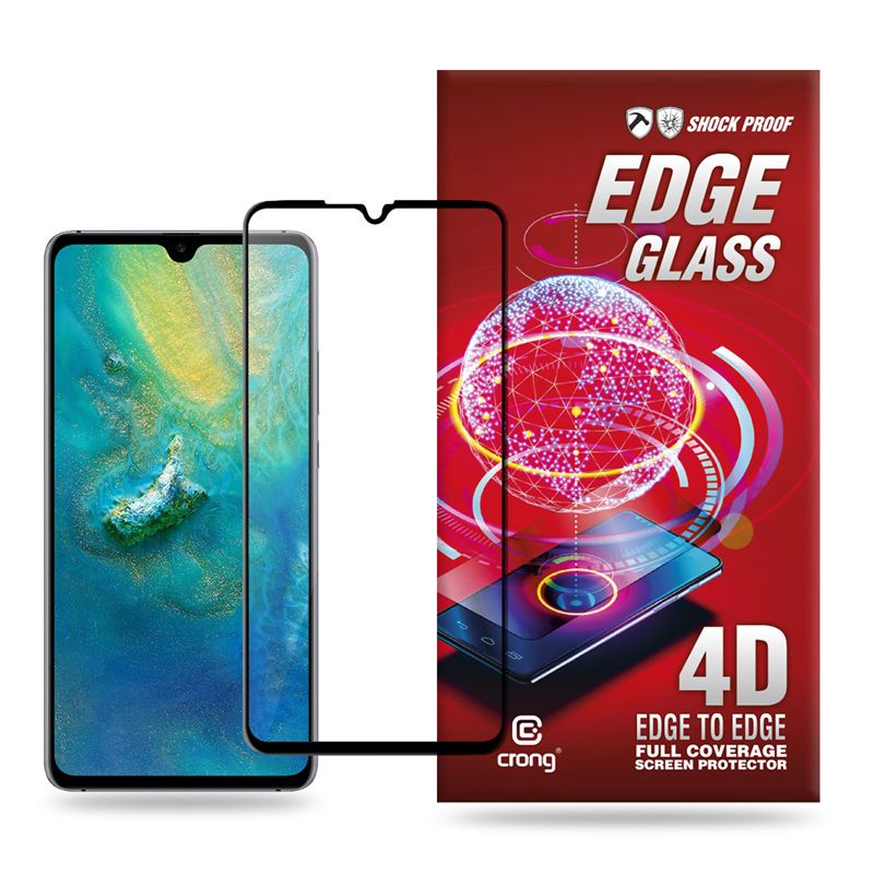 Crong Edge Glass Full Glue Edge-to-Edge 9H rūdīta stikla ekrāna aizsargs Huawei Mate 20