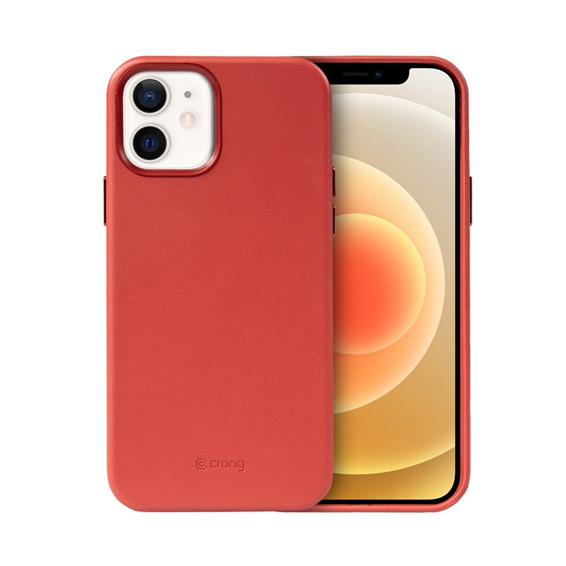 Crong Essential Cover vāciņš ierīcei iPhone 12 / iPhone 12 Pro, no mākslīgās ādas, sarkans