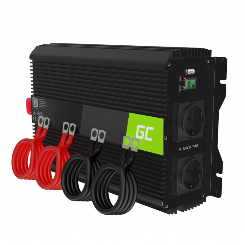 Green Cell PRO sprieguma pārveidotājs, 12 V DC uz 230 V AC, 2000 W nepārtraukta / 4000 W īslaicīgā jauda, modificēta sinusoīda