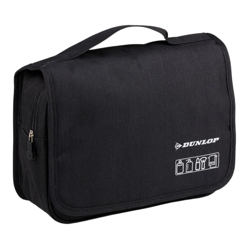 Dunlop hanging travel toiletry bag, 25 × 20 × 10 cm, black