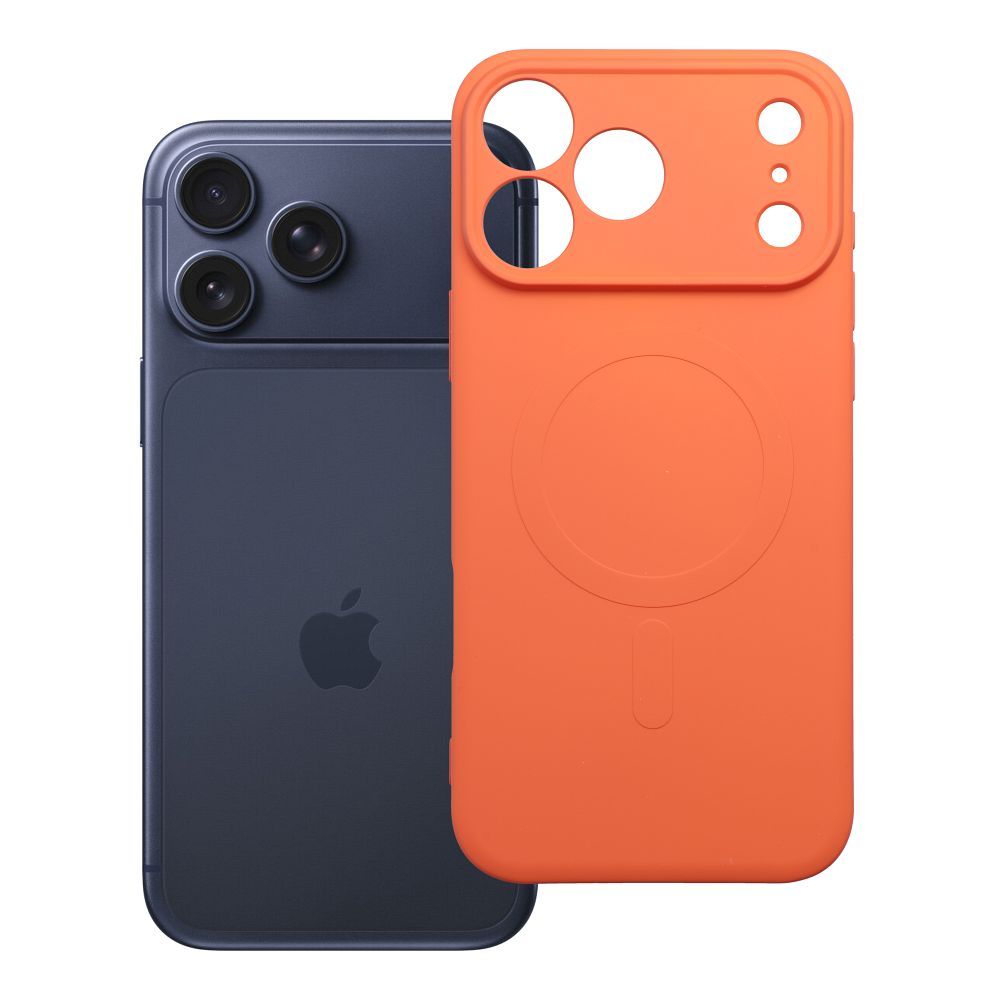 Silikona Mag Cover maciņš modelim iPhone 17 Pro Max / 18 Pro Max, saderīgs ar MagSafe ar kameras aizsardzību – oranžs