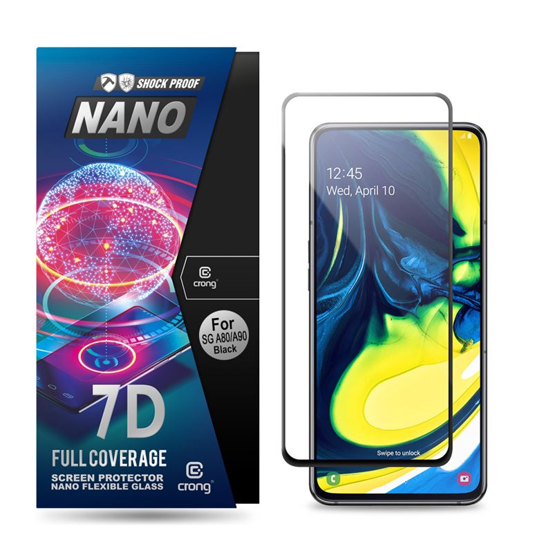 Crong 7D Nano Flexible Glass 9H hibrīdstikls ekrānam Samsung Galaxy A80 / A90