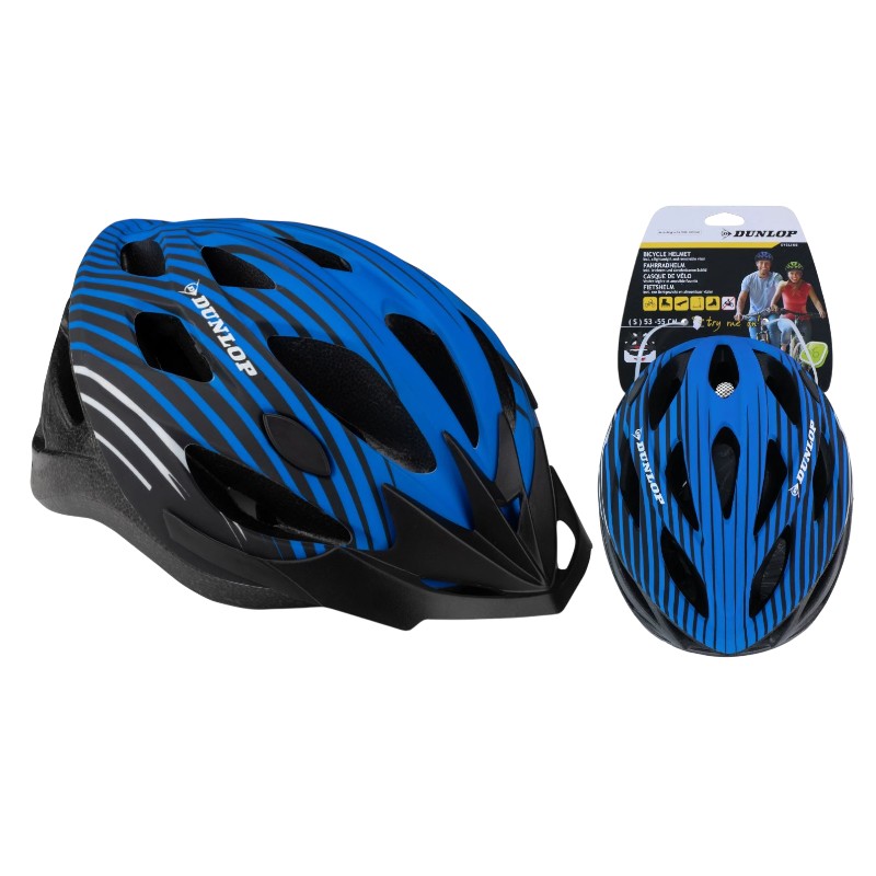 Dunlop regulējama MTB velosipēda ķivere, M izmērs, 55–58 cm, zila un melna