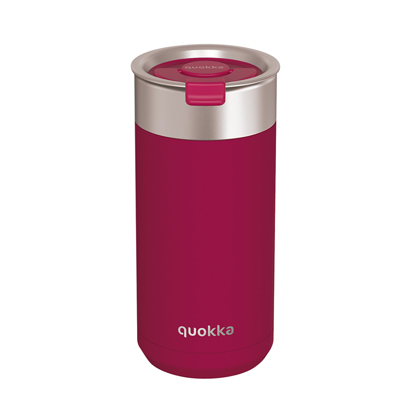 Quokka Boost Coffee Tumbler nerūsējošā tērauda termokrūze ar sietiņu, 400 ml, Maroon