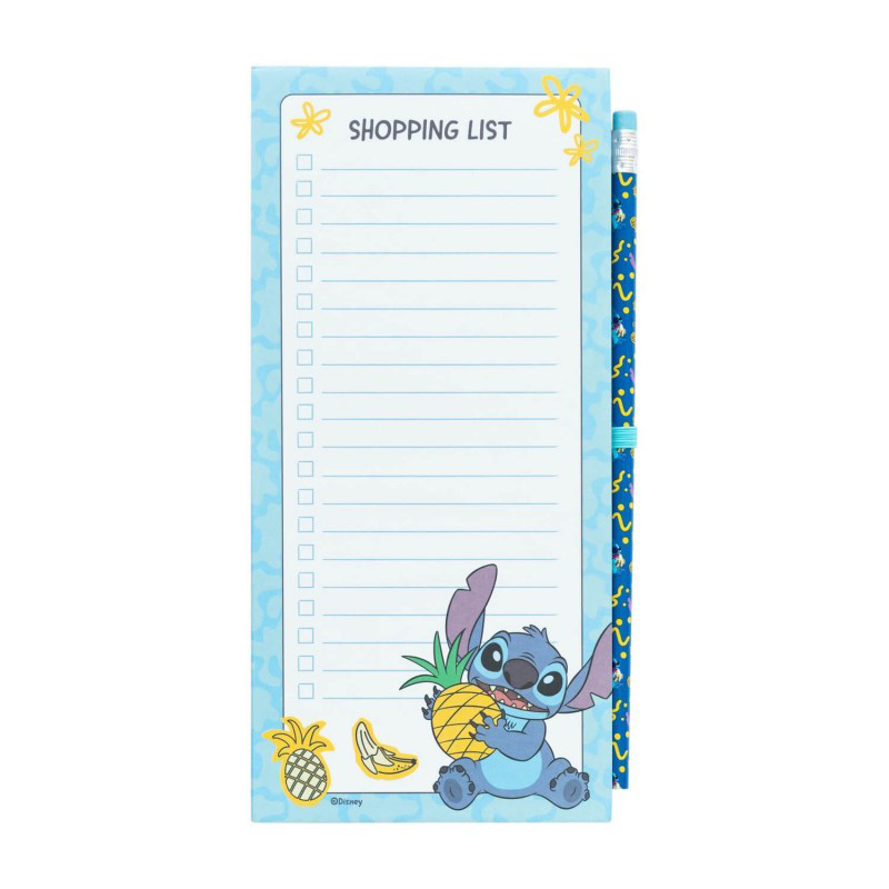 Disney Stitch Tropical magnētiskais iepirkumu saraksta bloknots ledusskapim ar zīmuli, 10 × 21 cm