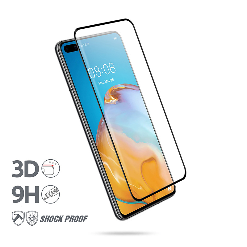 Crong 3D Armor Glass 9H rūdīta stikla ekrāna aizsargs Huawei P40, ar uzstādīšanas rāmi