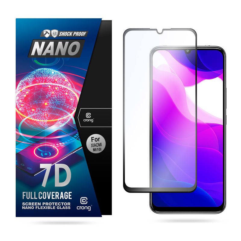 Crong 7D Nano Flexible Glass 9H hibrīdstikls ekrānam Xiaomi Mi 10 Lite