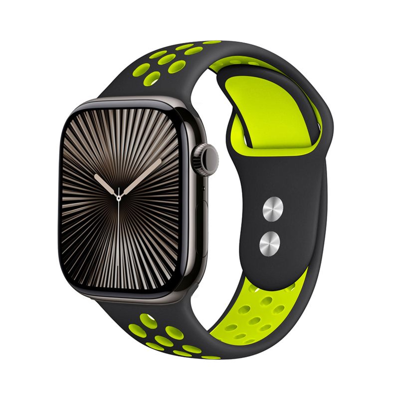 Crong Duo Sport siksniņa Apple Watch 38 / 40 / 41 / 42 mm, melna un laima zaļa