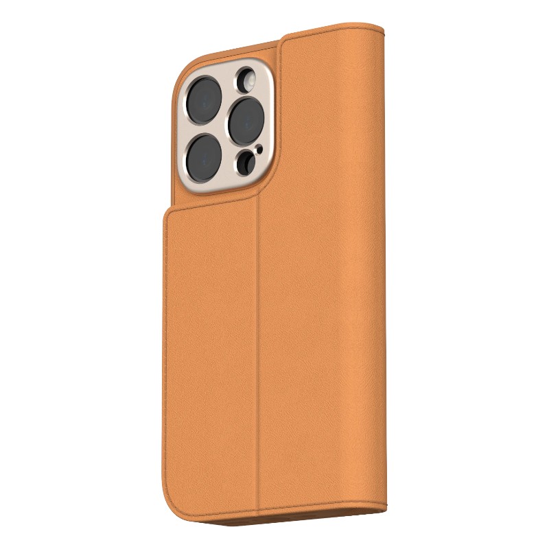 Moshi Overture MagSafe vāciņš ierīcei iPhone 16 Pro, ar noņemamu vegāniskās ādas maku, “Caramel Brown” krāsā