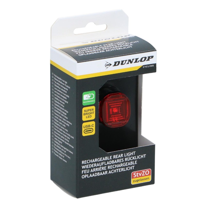 Dunlop K-Mark ar USB-C uzlādējams LED aizmugurējais velosipēda lukturis