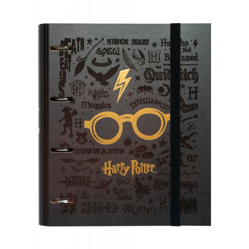 Harry Potter A4 mape ar 4 gredzeniem un elastīgo aizdari